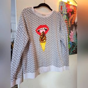 Vans x Kendra dandy crew neck long sleeve mod print lips & ice cream cone dots